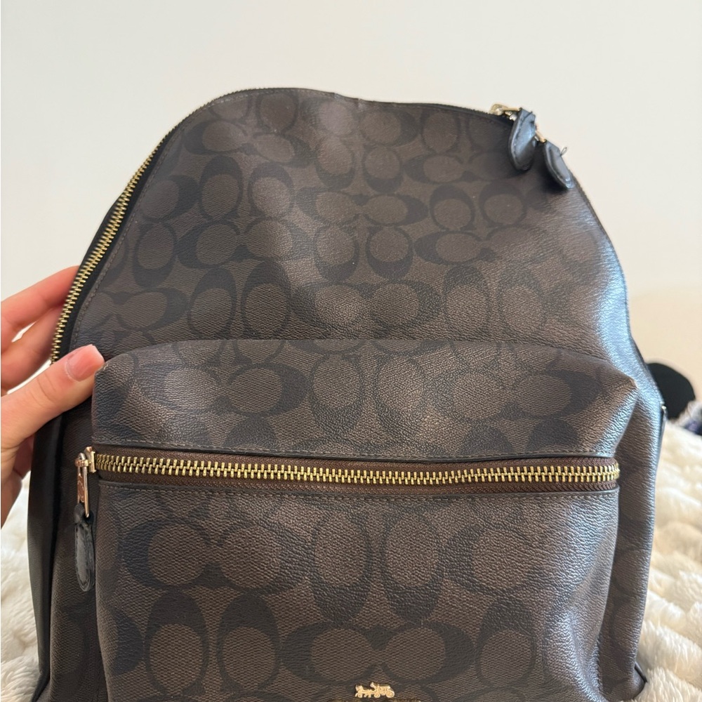 Coach Dark Brown Signature Backpack